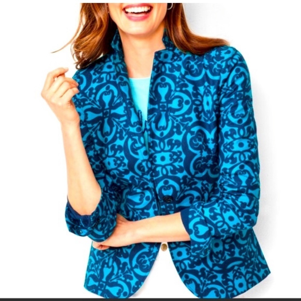 Talbots Medallion Print Cotton Blazer